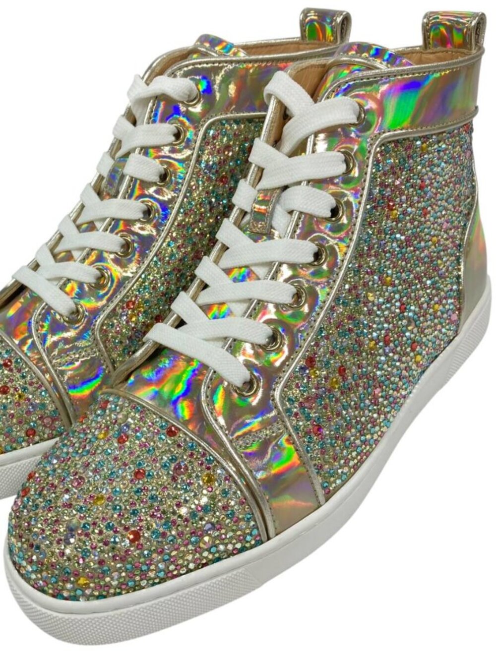 Christian Louboutin Louis Orlato Multicolor Strass Holographic High Top Sneakers